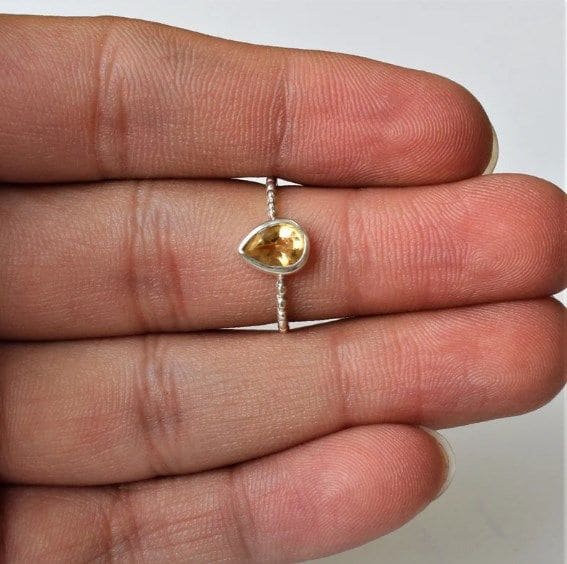 Citrine Pear Shaped 925 Sterling Silver Stylish Handmade Ring - By Aayesha Craft