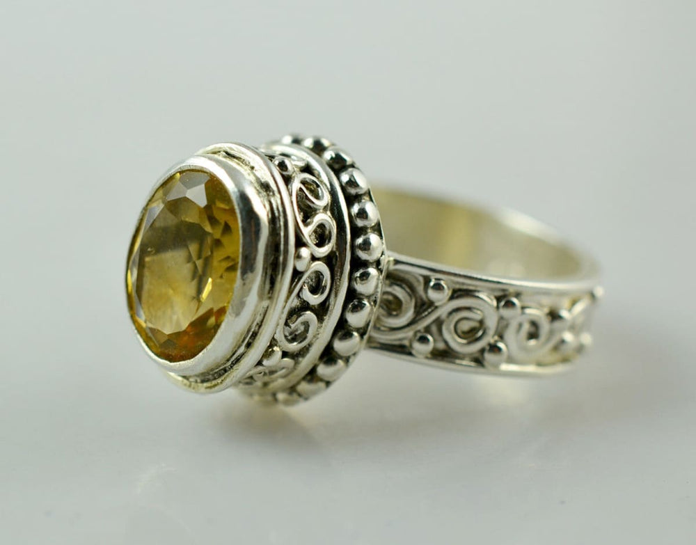 Citrine Silver Ring 925 Solid Sterling Handmade Jewelry Gift For Her - By Navyacraft