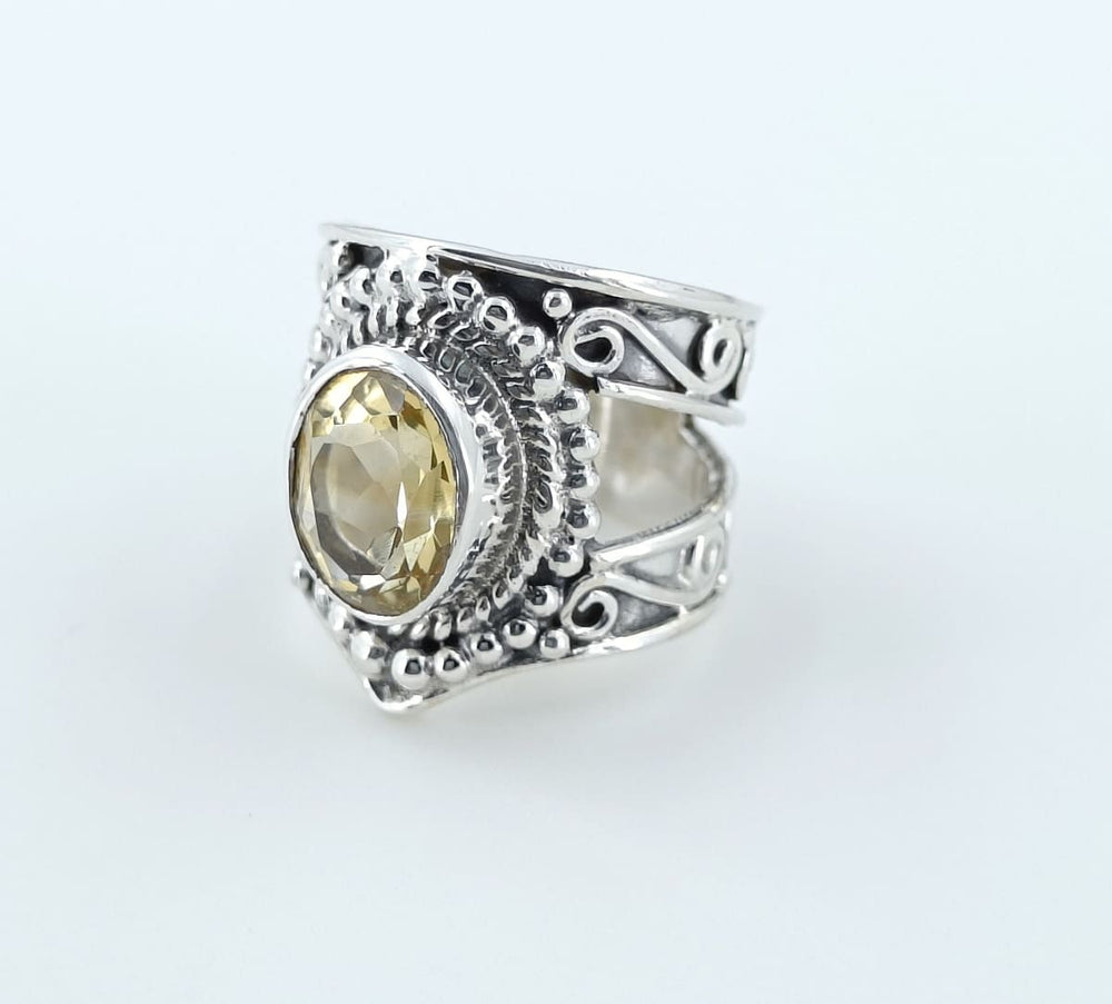 Citrine Silver Ring 925 Solid Sterling Handmade Jewelry Size 3 To 13 Us - By Navyacraft