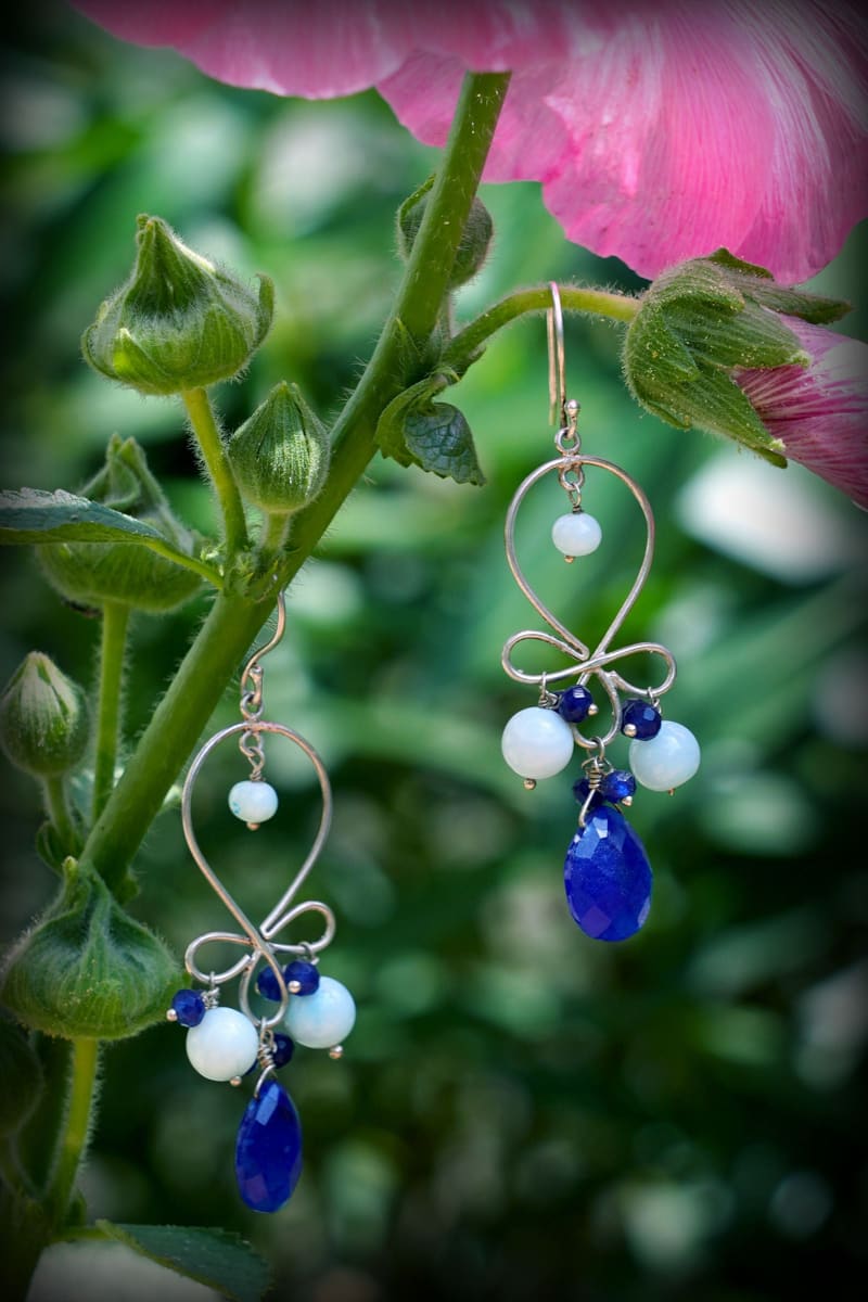 Dainty Blue Quartz Handmade Drop Earrings - By Bona Dea