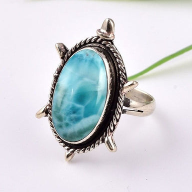 Dominican Larimar 925 Sterling Silver Handmade Ring - By Advait Craft