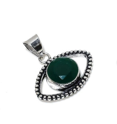 Emerald Eye 925 Sterling Silver Handmade Pendant - By Advait Craft