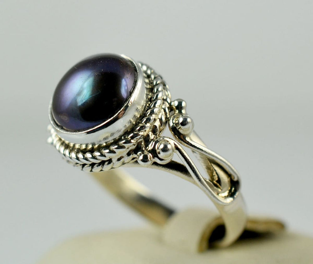 Fresh Water Black Pearl 925 Solid Sterling Silver Handmade Ring Size 3-13 Us - By Navyacraft