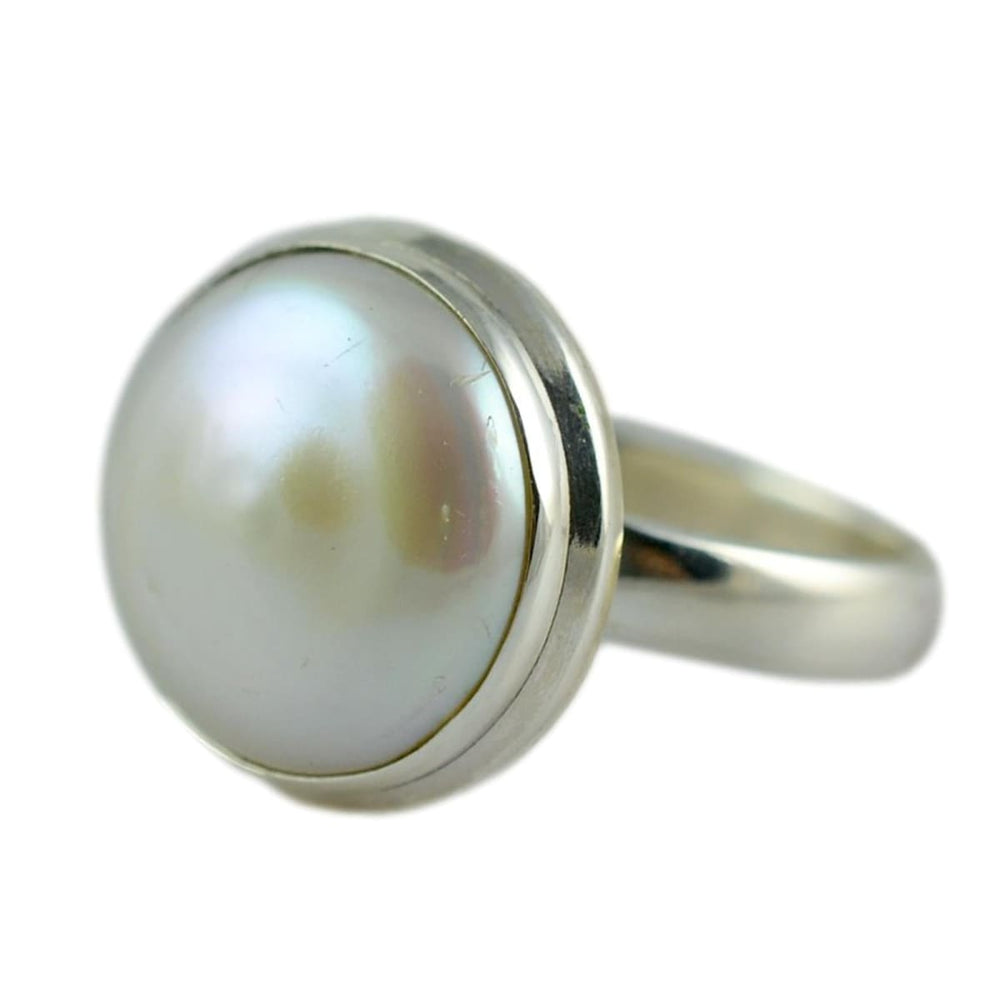 Divya Shakti Pearl / Moti / Mukta Gemstone Silver Ring Natural AAA Quality  - Divya Shakti Online