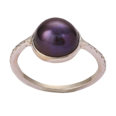 Freshwater Black Pearl Round 925 Solid Sterling Silver Handmade Ring Size 4 To 13 Us - By Navyacraft