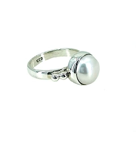 Freshwater Pearl 925 Solid Sterling Silver Ring Handmade Jewelry Gift For Women Her - By Navyacraft