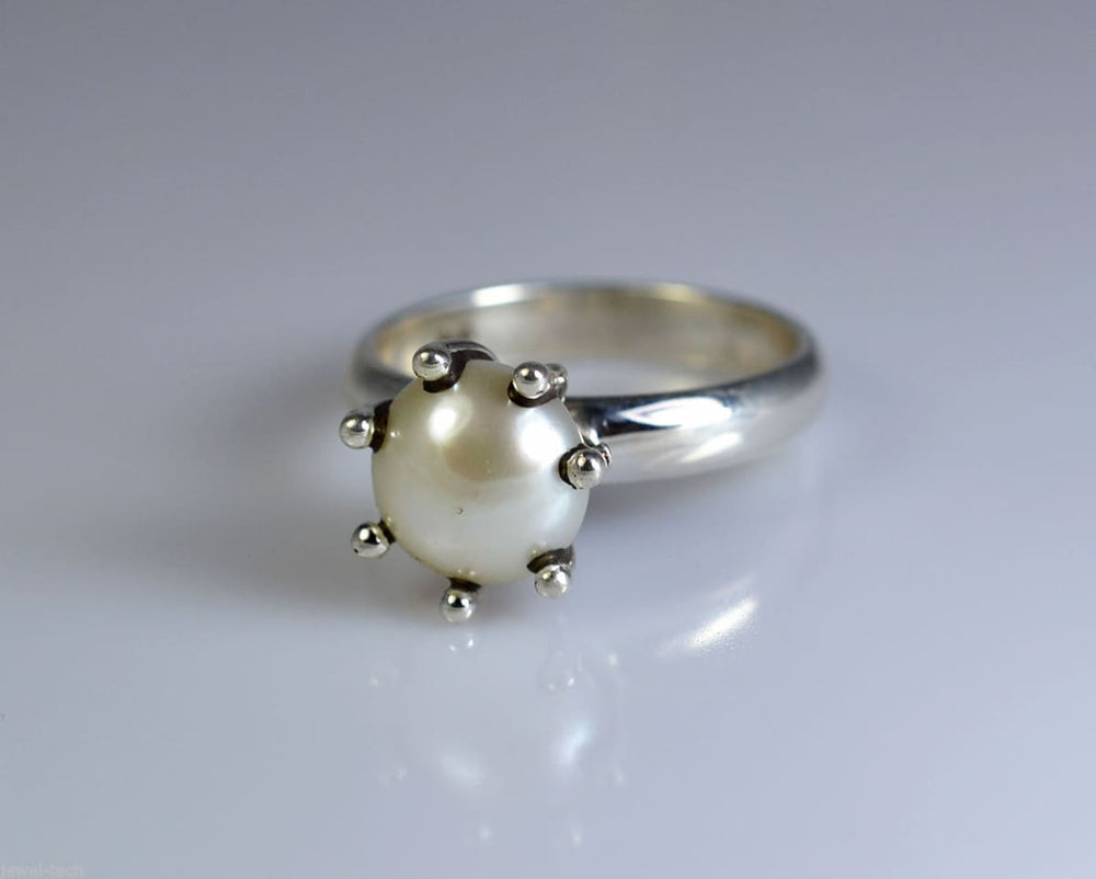 Freshwater Pearl 925 Sterling Solid Silver Handmade Ring For Women - By Navyacraft