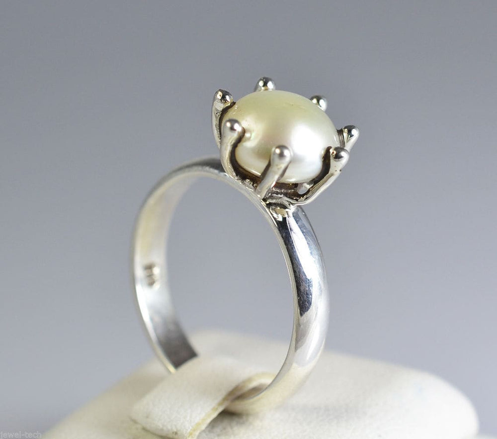 Buy Ornate Jewels 925 Sterling Silver Pearl American Diamond Evil Eye Pearl  Ring For Women Online