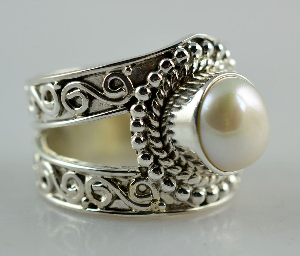 Freshwater Pearl Silver 925 Solid Sterling Ring Handmade Jewelry,gift For Women - By Navyacraft