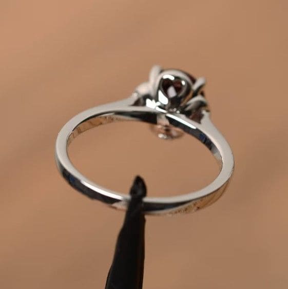 Garnet Minimalist 925 Sterling Silver Handmade Ring - By Advait Craft
