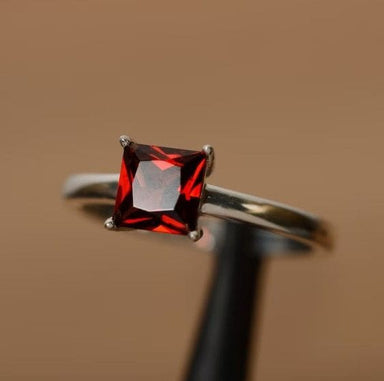 Garnet Semiprecious 925 Sterling Silver Ring For Women - By Advait Craft