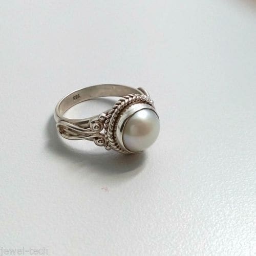 Genuine Fresh Water Pearl Handmade Elegant Ring 925 Sterling Solid Silver Jewelry - By Navyacraft