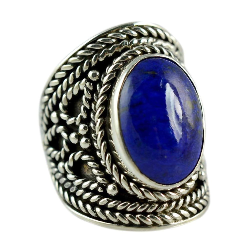 Genuine Lapis Lazuli 925 Solid Sterling Silver Hand Made Designer Ring - By Navyacraft