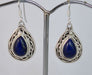 Genuine Lapis Lazuli 925 Solid Sterling Silver Handmade Dangle Earrings - By Navyacraft