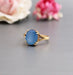 Natural Blue Chalcedony 925 Sterling Silver Gold Plated Ring - By Aayesha Craft