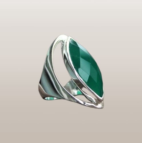 Green Onyx Handmade 925 Sterling Silver Boho Ring - By Aayesha Craft