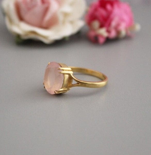 Handmade Rose Quartz 925 Sterling Silver Ring - By Aayesha Craft