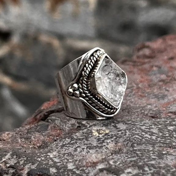 Herkimer Diamond Ring Handmade Women 925 Silver - By Inishacreation