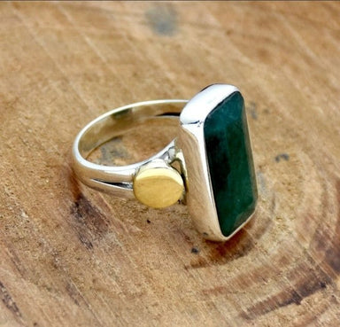 Indian Emerald 925 Sterling Silver Handmade Green Gemstone Ring - By Inishacreation