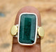 Indian Emerald 925 Sterling Silver Handmade Green Gemstone Ring - By Inishacreation