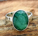 Indian Emerald 925 Sterling Silver Handmade Oval Gemstone Ring Gift For Her - By Inishacreation