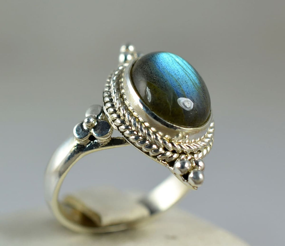 Labradorite 925 Solid Sterling Silver Handmade Ring Size 3 - 13 Us - By Navyacraft