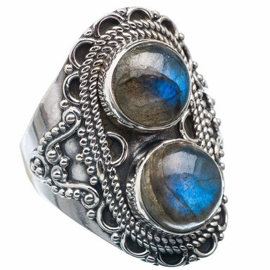 Labradorite Silver Ring Blue Fire 925 Sterling Handmade Jewelry Size 3 - 13 Us - By Navyacraft