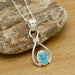 Larimar Oval Shaped Cabochon Opaque Gemstone 925 Sterling Silver Handmade Pendant - By Aayesha Craft