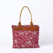 Marsala Print Cotton And Leather Tote Bag Large Shoulder - By Vliving