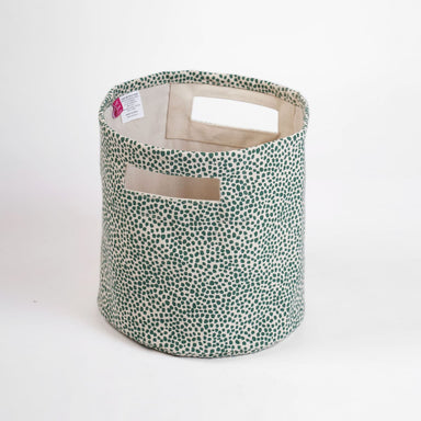 Modern Retro – Canvas Basket Aqua Green Dot Print Storage Fabric Bin - By Vliving