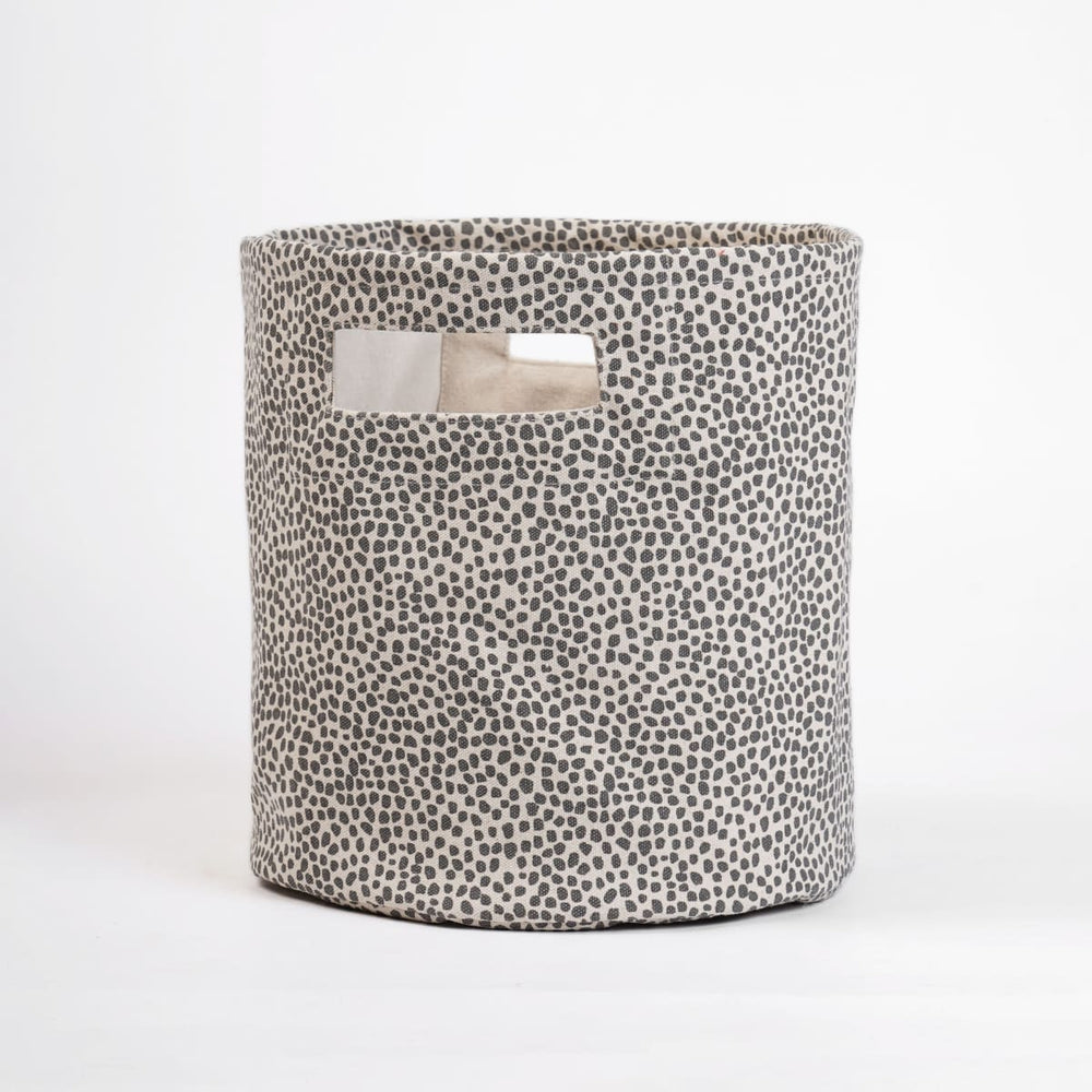 Modern Retro – Canvas Basket Grey Dot Print Storage Fabric Bin - By Vliving