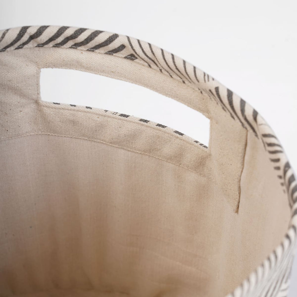 Modern Retro – Canvas Basket Grey Stripe Print Storage Fabric Bin - By Vliving