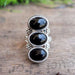 Natural Black Onyx 925 Sterling Silver Three Gemstone Handmade Ring - By Aayesha Craft