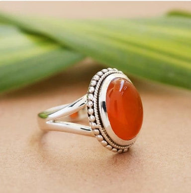 Natural Carnelian Handmade 925 Sterling Silver Designer Ring - By Aayesha Craft