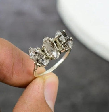 Natural Herkimer Diamond Sterling Silver Handmade Ring - By Inishacreation