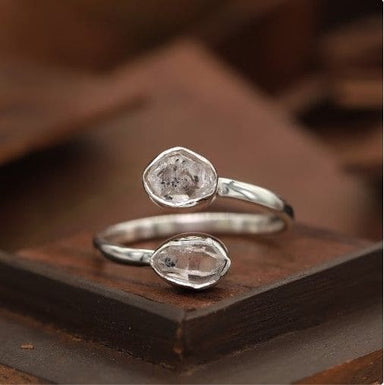 Natural Herkimer Diamond Sterling Silver Quartz Ring - By Inishacreation