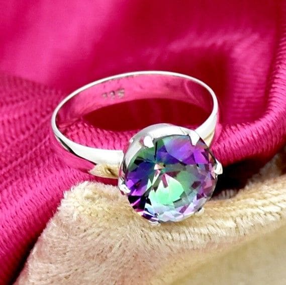 Natural Mystic Topaz Handmade 925 Sterling Silver Designer Ring - By Aayesha Craft