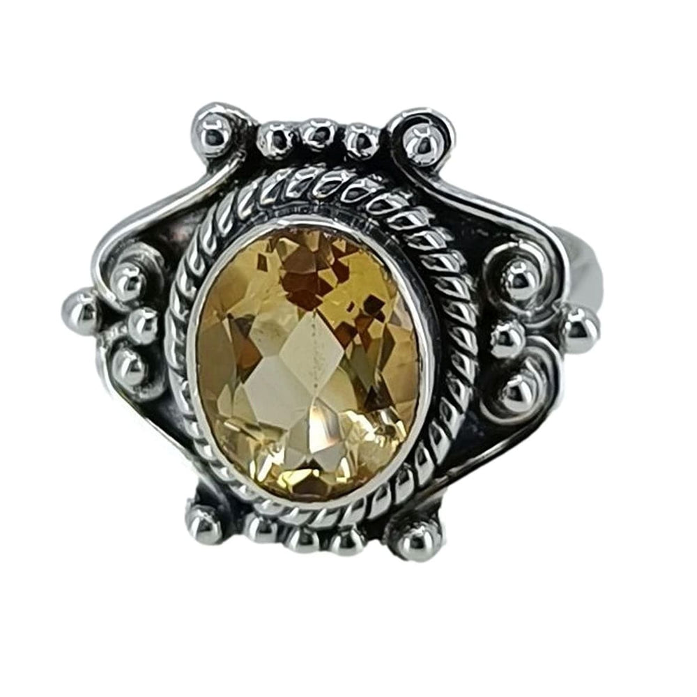 Navya Craft 925 Solid Sterling Silver Citrine Handmade Women Ring Sizes 4 To 13 (us) - By Navyacraft
