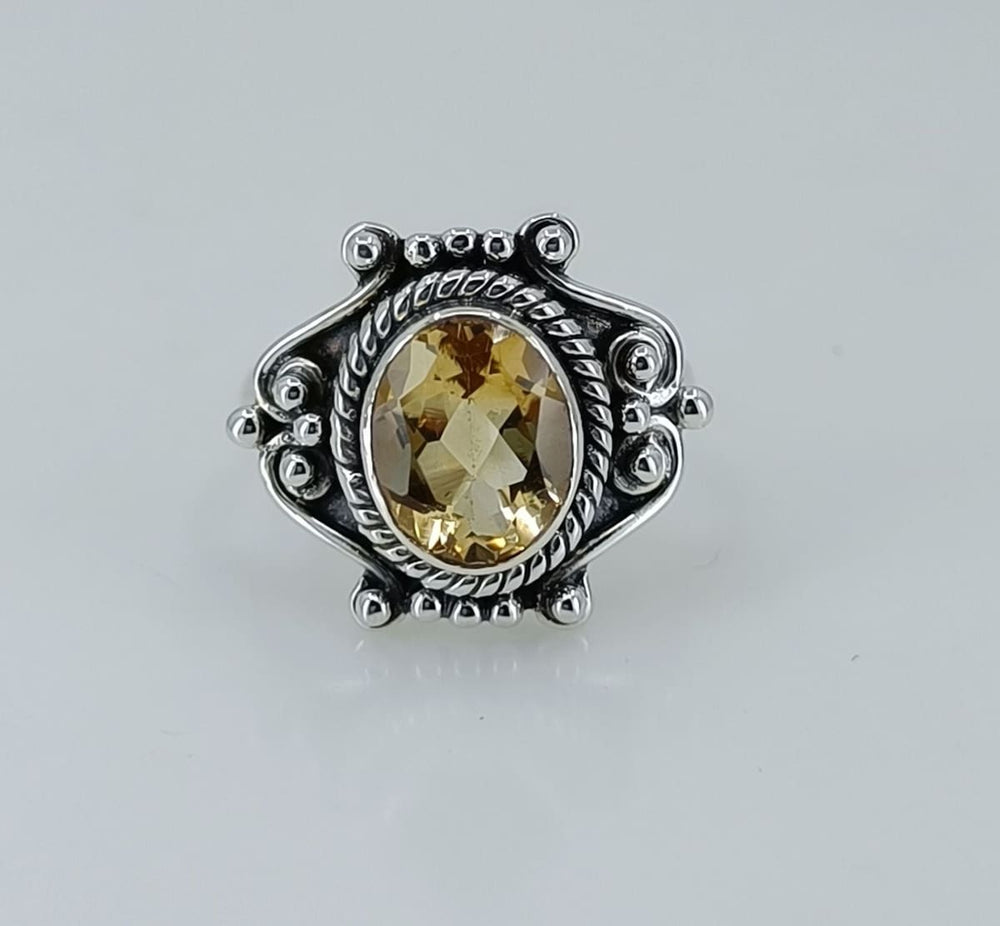 Navya Craft 925 Solid Sterling Silver Citrine Handmade Women Ring Sizes 4 To 13 (us) - By Navyacraft