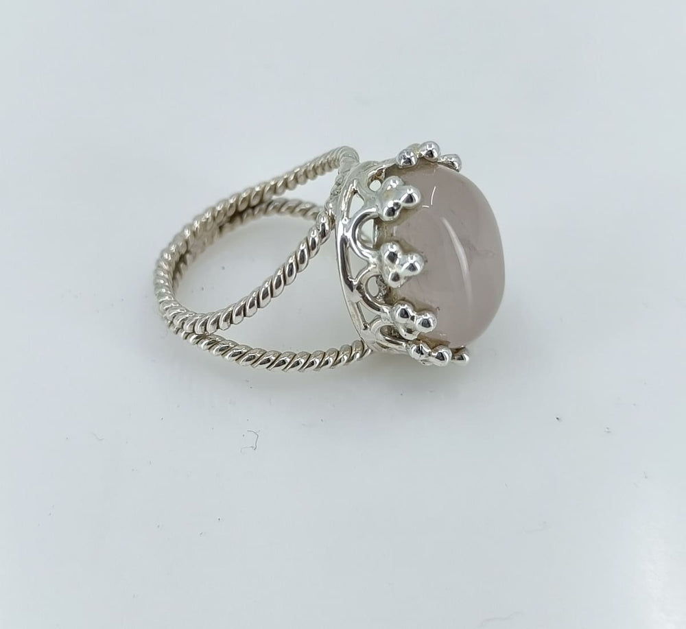 Navya Craft 925 Solid Sterling Silver Rose Quartz Handmade Women Ring Sizes 4 To 13 (us) - By Navyacraft