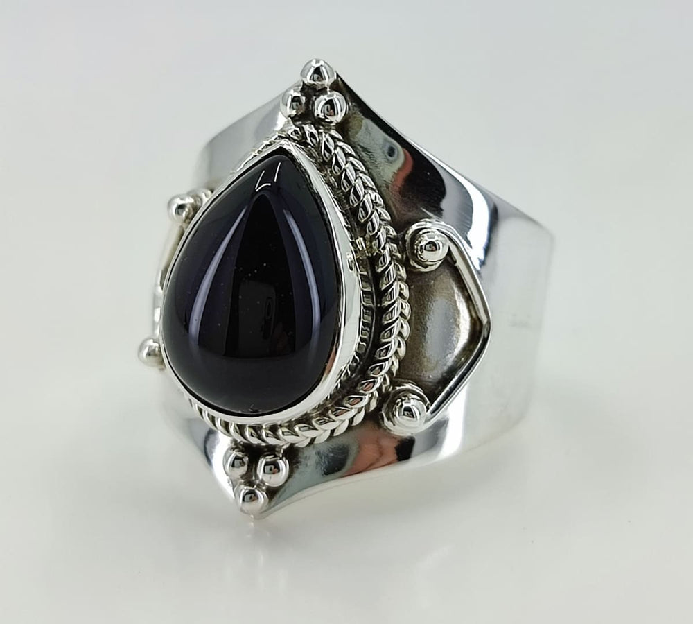 Navya Craft Black Onyx 925 Solid Sterling Silver Handmade Women Ring Sizes 4 To 13 (us) - By Navyacraft