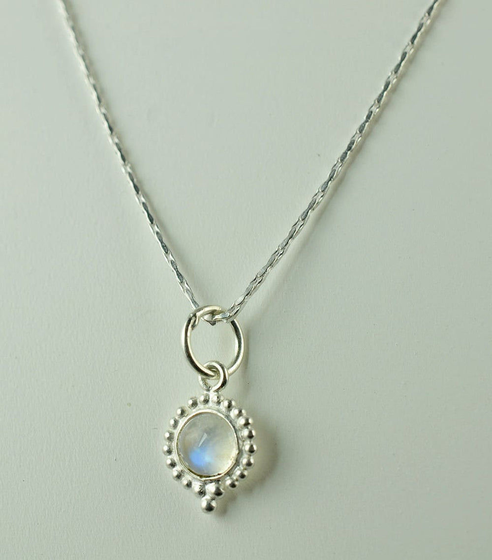 Navya Craft Rainbow Moonstone 925 Solid Sterling Silver Handmade Pendant Chain Necklace - By Navyacraft