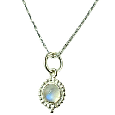 Navya Craft Rainbow Moonstone 925 Solid Sterling Silver Handmade Pendant Chain Necklace - By Navyacraft