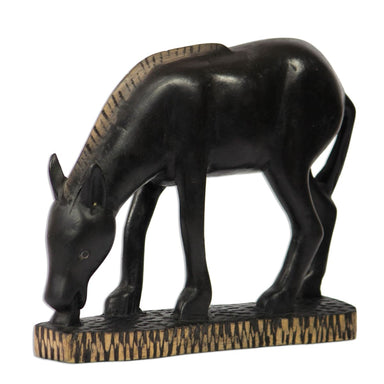 Novica African Horse Wood Sculpture - By Novica