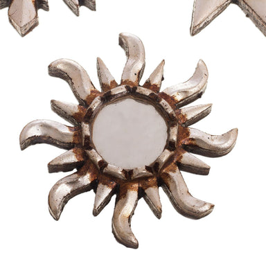Novica Ancient Suns In Silver Mirrored Wood Wall Accents (set Of 3) - By Novica
