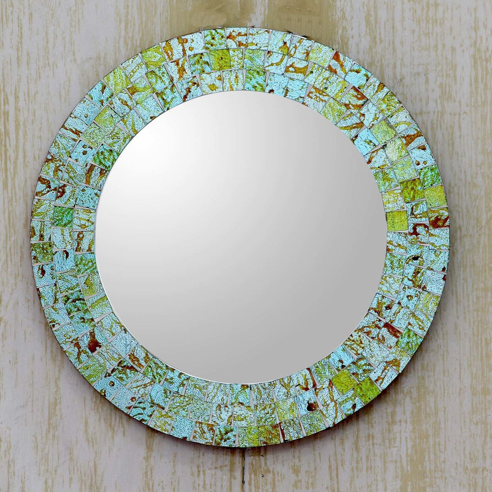 Novica Aqua Splash Glass Mosaic Mirror - By Novica