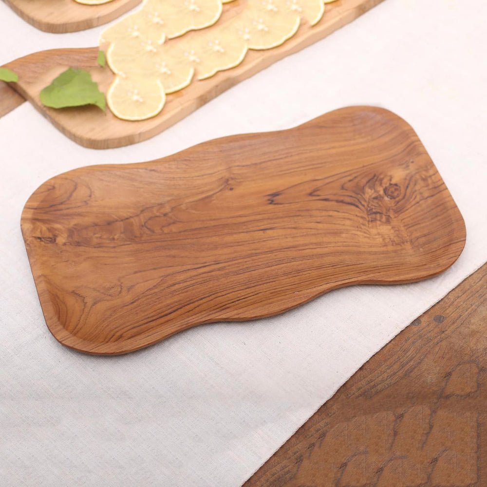 Novica Bali Wave Teak Wood Platter - By Novica