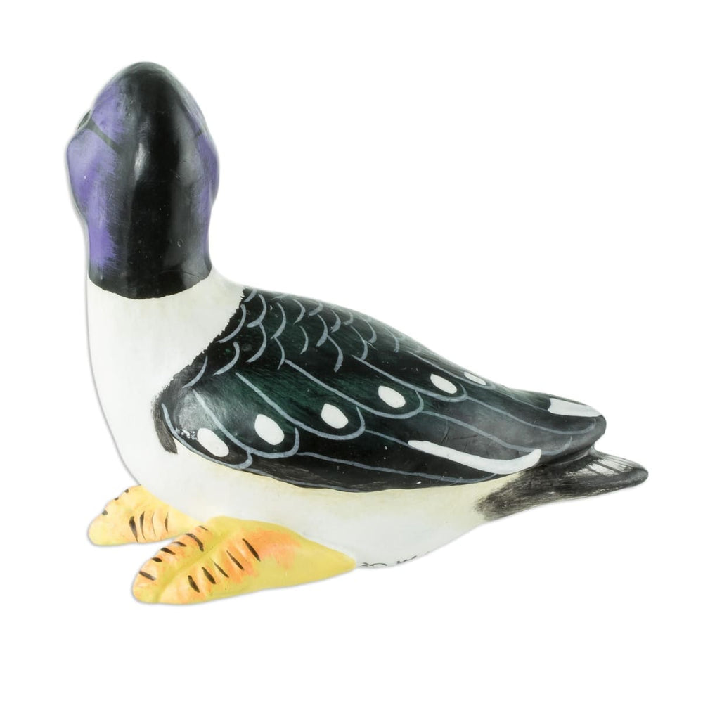 Novica Barrows Goldeneye Duck Ceramic Figurine - By Novica