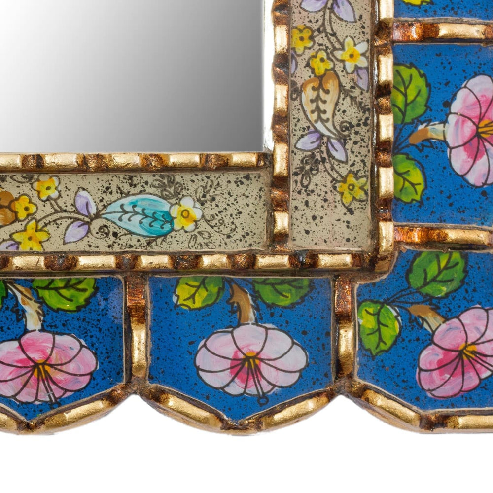 Novica Beautiful Arrangement Reverse-painted Glass Wall Mirror - By Novica