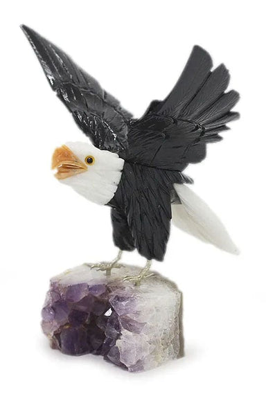 Novica Brave American Eagle Calcite And Amethyst Sculpture - By Novica